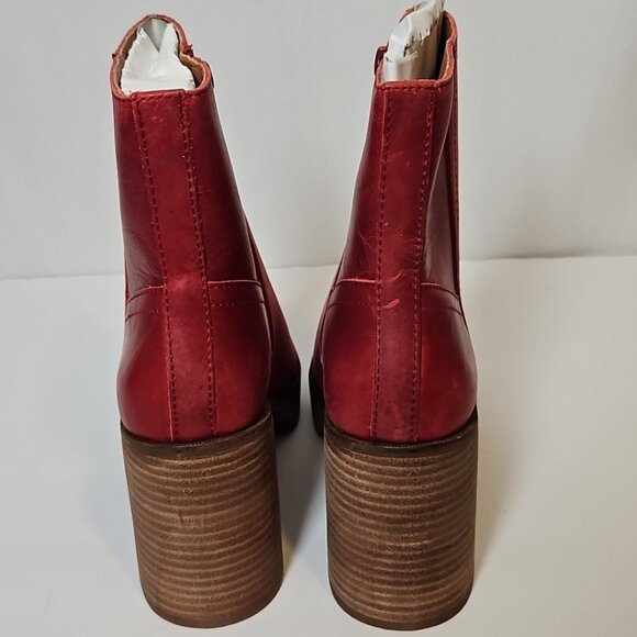 Lucky Brand Womens LK-Oxina Platform Boots 9.5 M Red Dahlia Hario Leather NWT - Picture 7 of 16